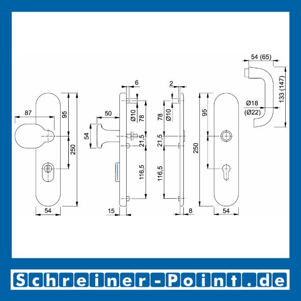 Schutzbeschlag Hoppe Paris Aluminium F1 Natur 86G/3332ZA/3310/138 ES1 (SK2), 3364635, 6963094, 3348256, 6971394